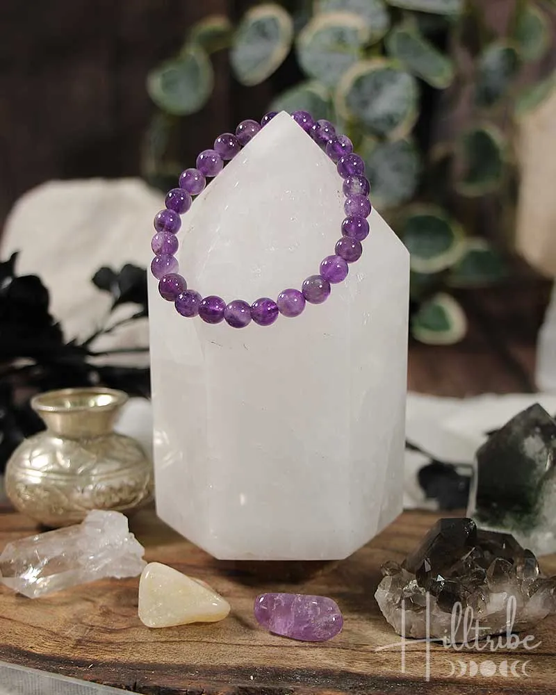 Amethyst Gemstone Power Bracelet 6-8mm