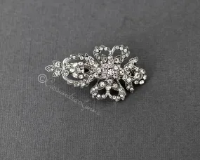 Antique Silver Crystal Mini Bridal Clip