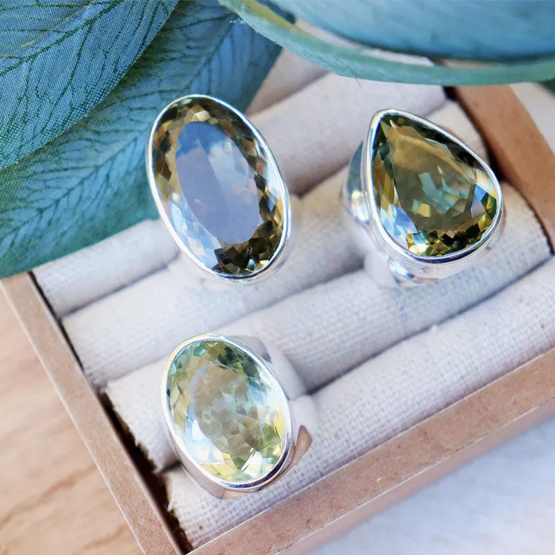 Aranya Green Amethyst Oval Ring