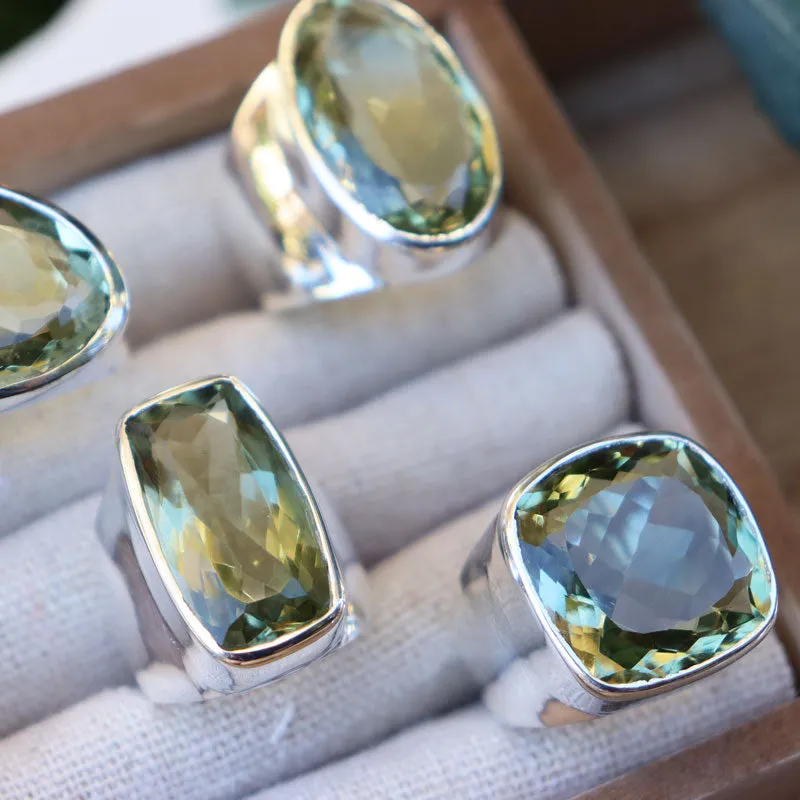 Aranya Green Amethyst Oval Ring