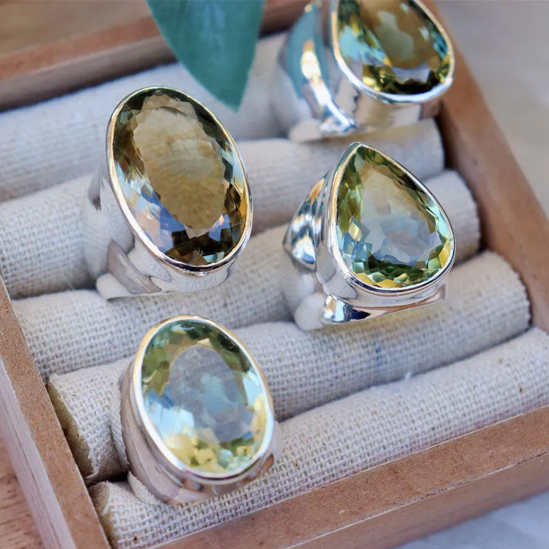 Aranya Green Amethyst Oval Ring