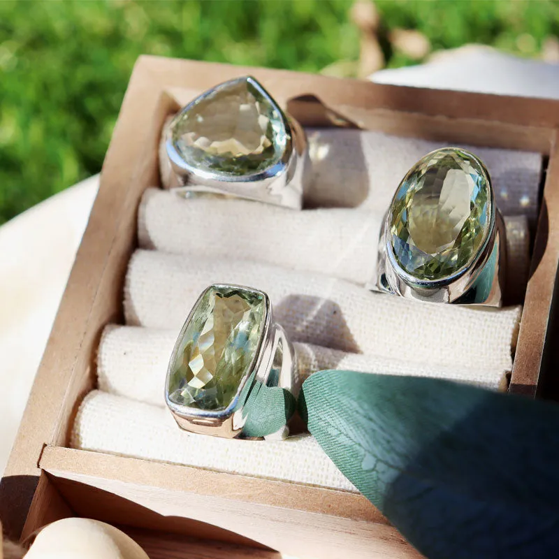 Aranya Green Amethyst Oval Ring