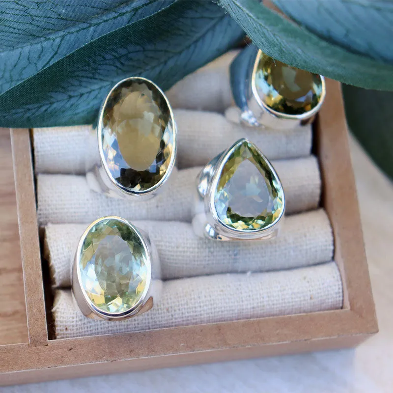 Aranya Green Amethyst Oval Ring