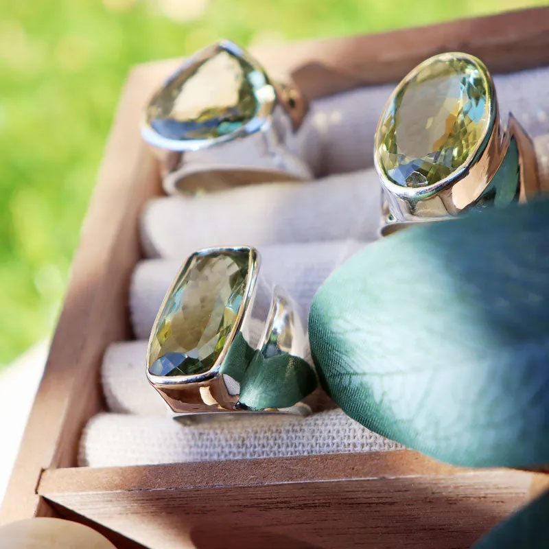 Aranya Green Amethyst Oval Ring