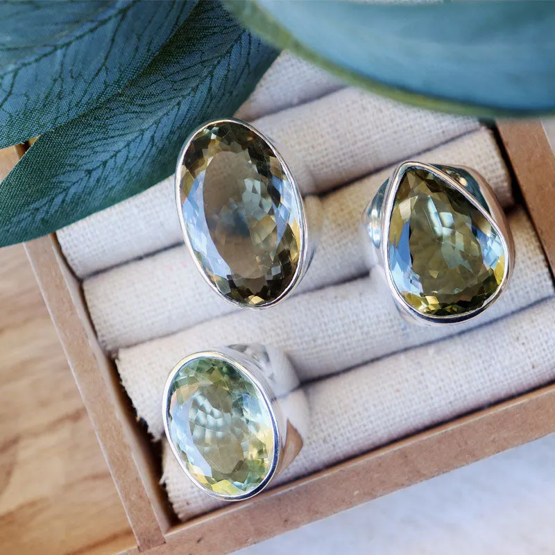 Aranya Green Amethyst Oval Ring