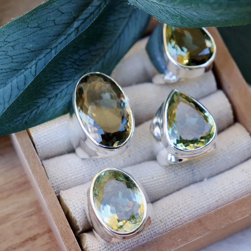 Aranya Green Amethyst Oval Ring