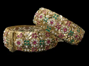 B11 Shibra bangles  - ruby emerald - one pair ( READY TO SHIP )