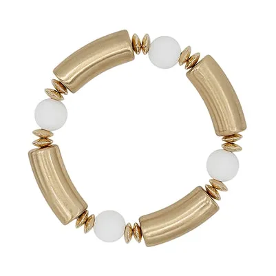 Ball and Gold Bar Stretch Bracelet