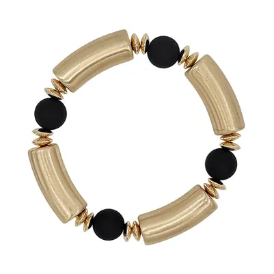 Ball and Gold Bar Stretch Bracelet