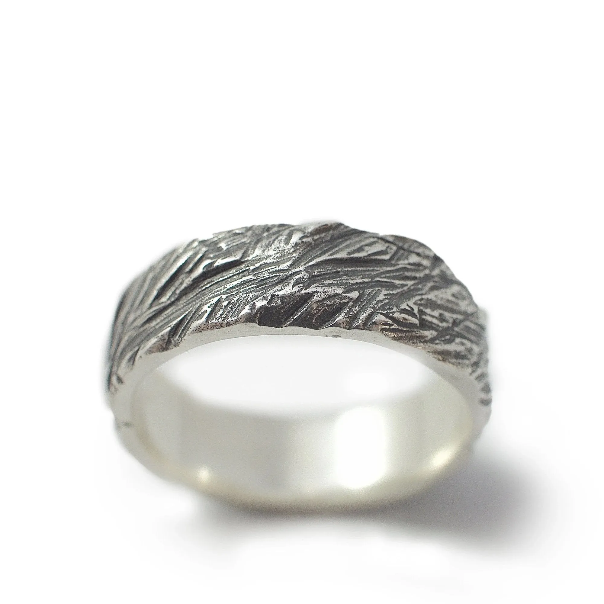 Band Ring, Carved, Oxid