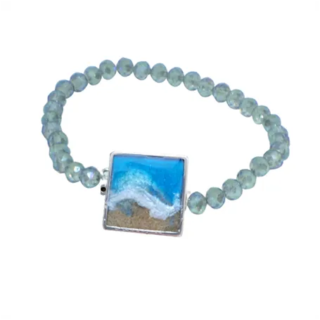 Beach Sand and Ocean Wave Crystal Stretch Bracelets