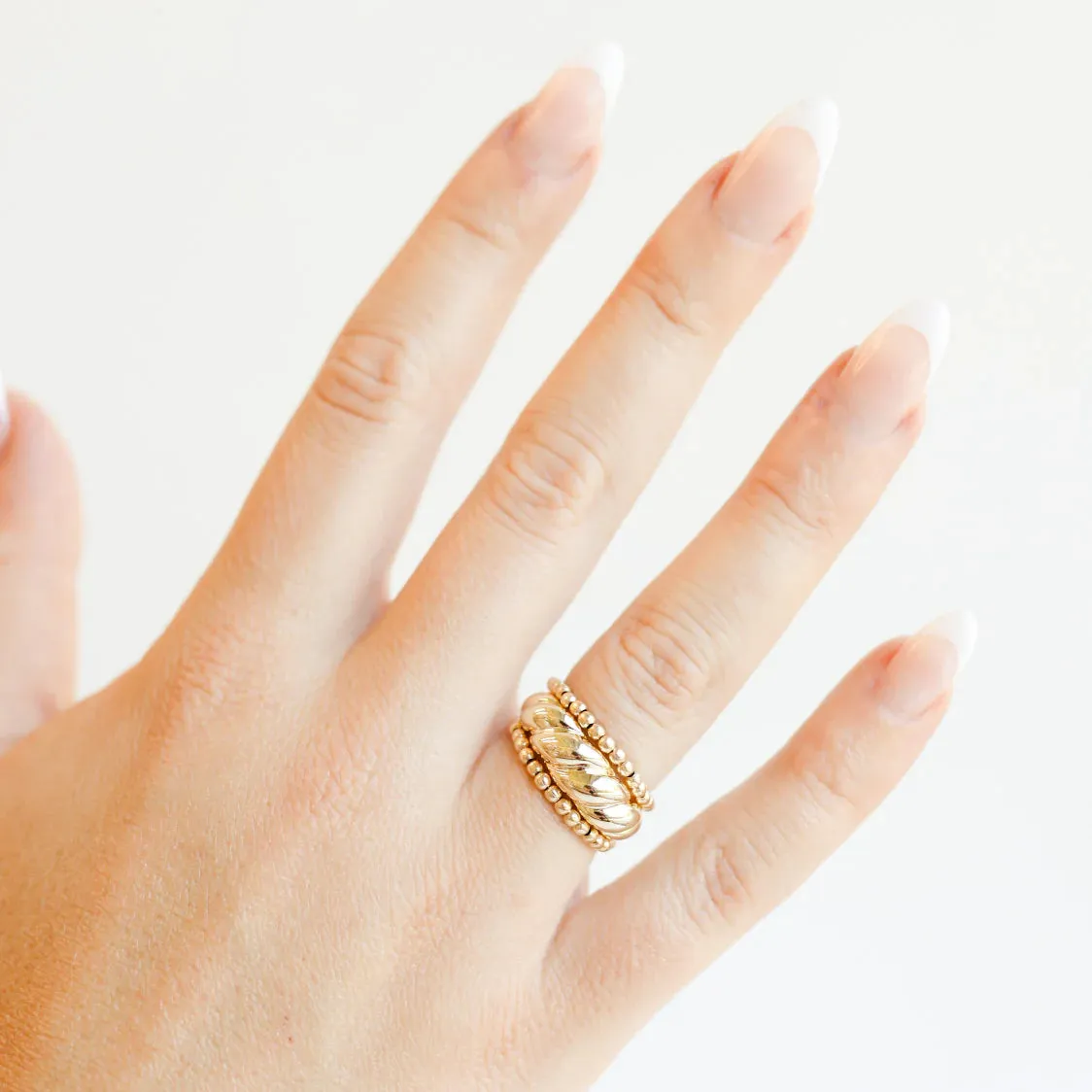 Beaded Blondes | Lexi 2MM Beaded Band Ring in Gold