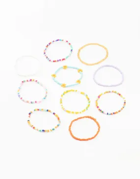 Beaded Daisy Stretch Bracelets 10-Pack