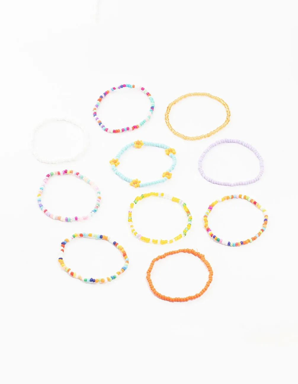 Beaded Daisy Stretch Bracelets 10-Pack