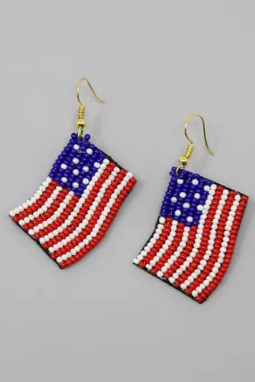 Beaded Patriotic Drop Earring