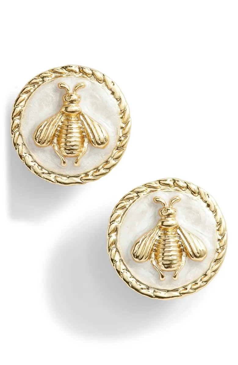 Bee enamel clip-on earrings