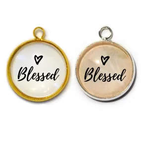 Blessed Glass Charms for Jewelry Making 16 or 20mm, Silver, Gold