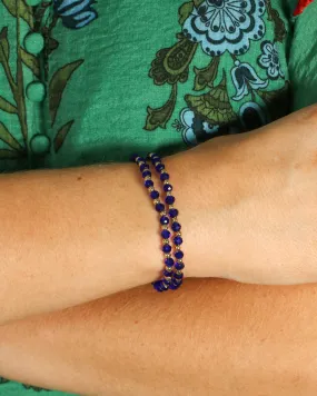 Blue & Gold Small Set of 2 Beaded Bracelets