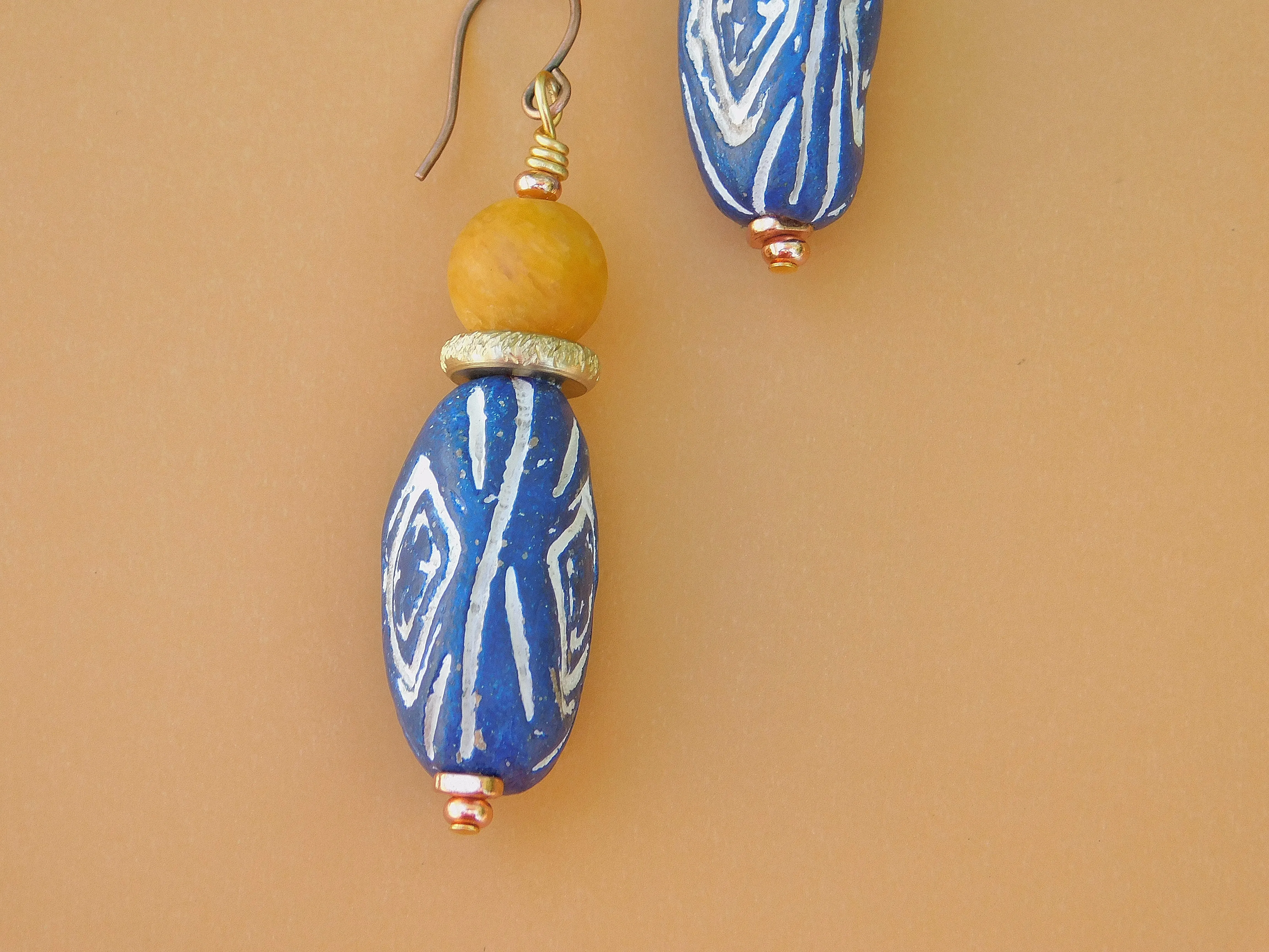 Blue and White Terracotta Earrings