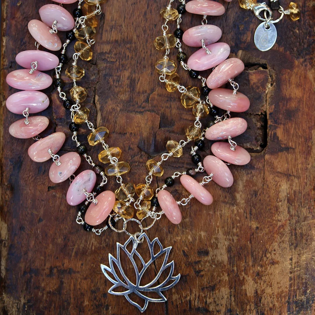 Bohemian Girl - Pink Peruvian Opal Necklace