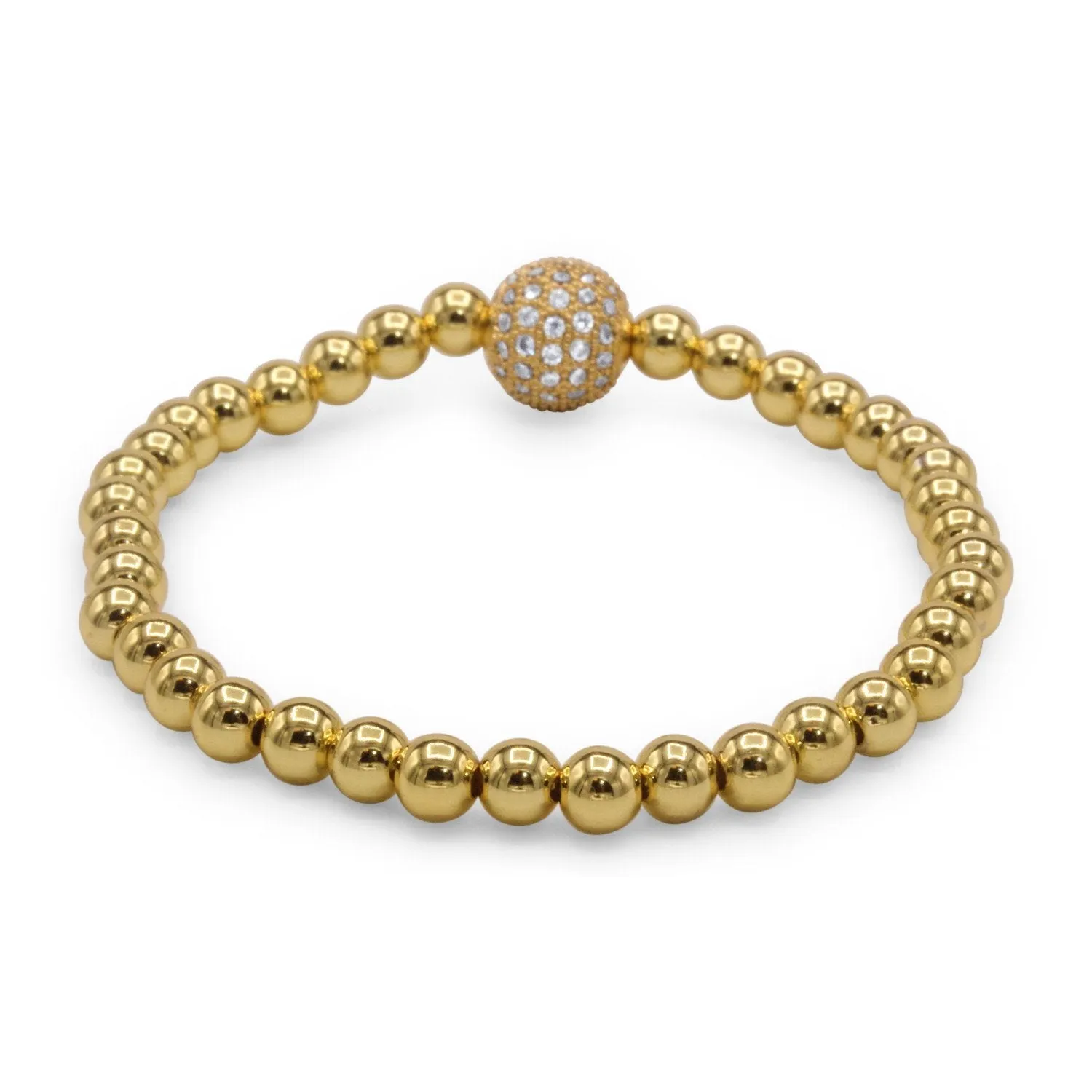 Brass Cubic Zirconia Ball Charm Bracelet