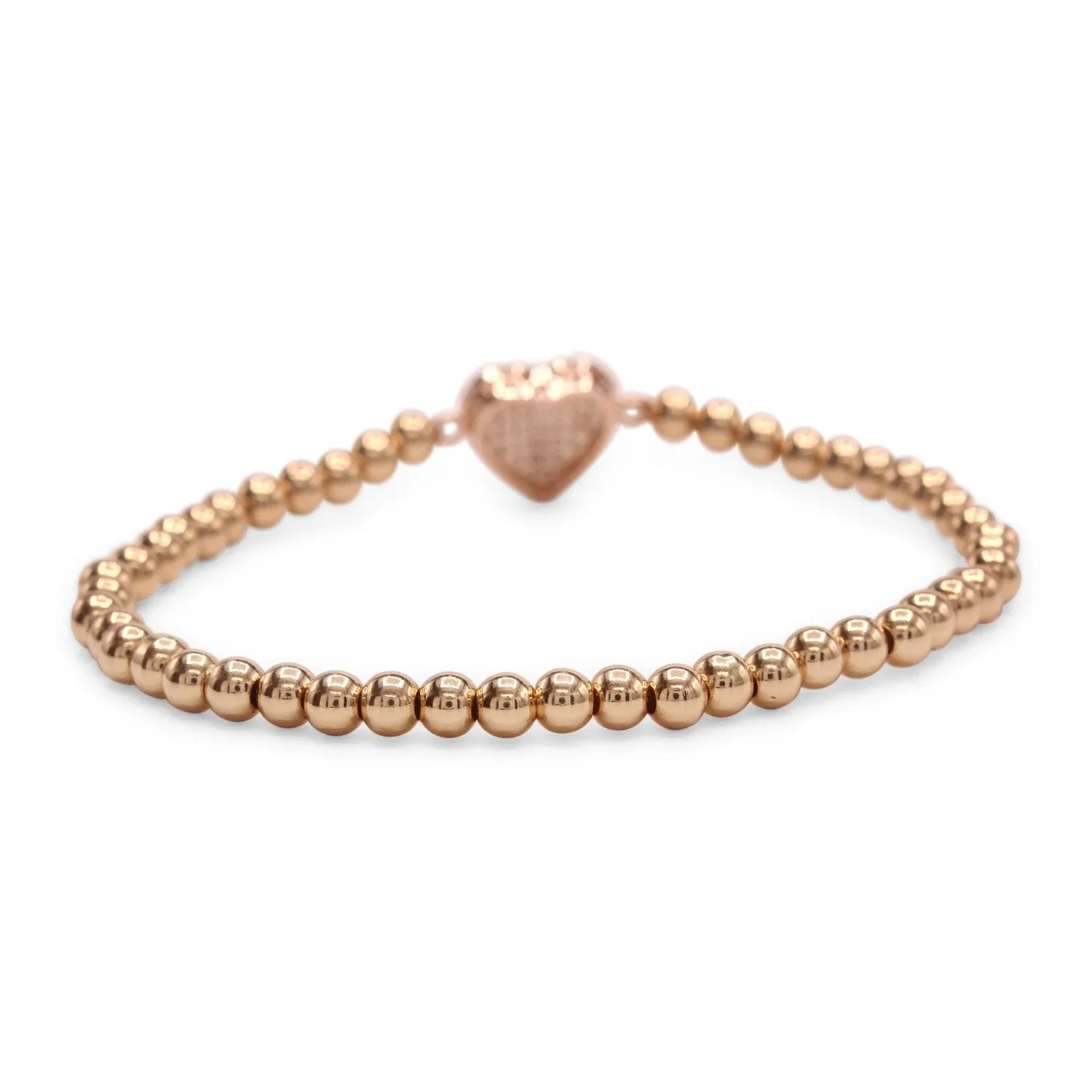 Brass Cubic Zirconia Heart Charm Bracelet