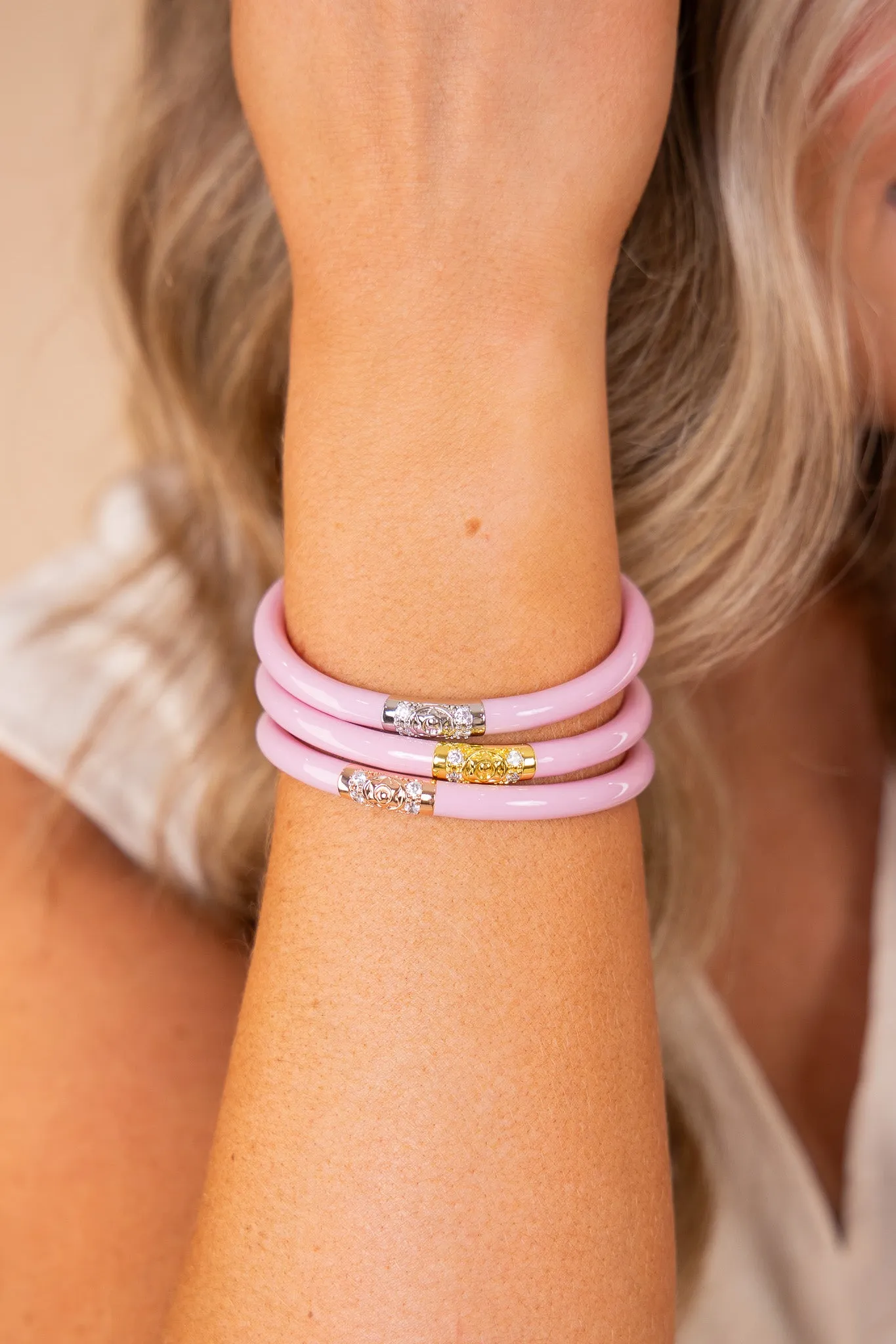 BudhaGirl Three Kings Bangles - Pink (Set Of 3)