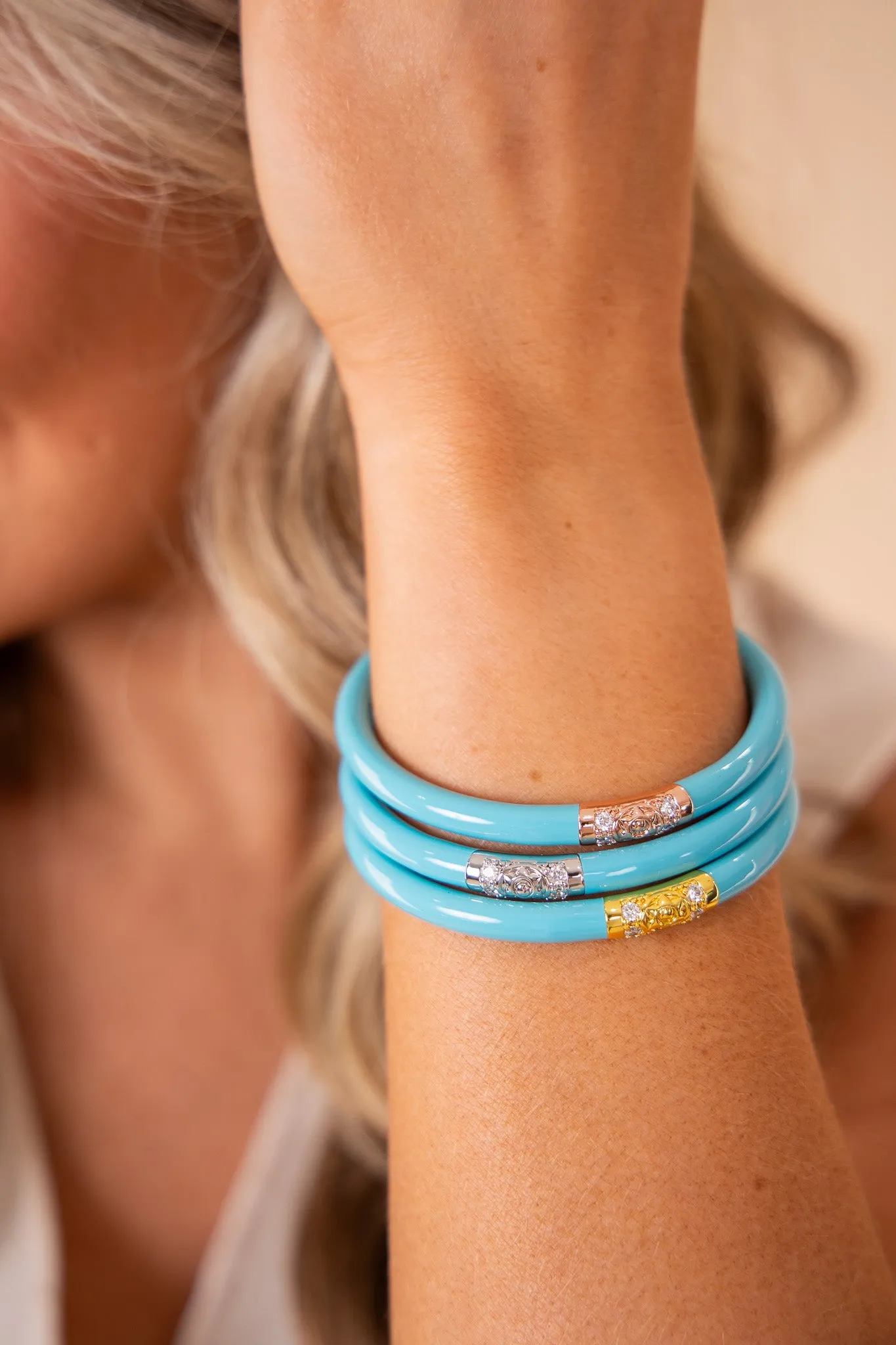 BudhaGirl Three Kings Bangles - Turquoise (Set Of 3)