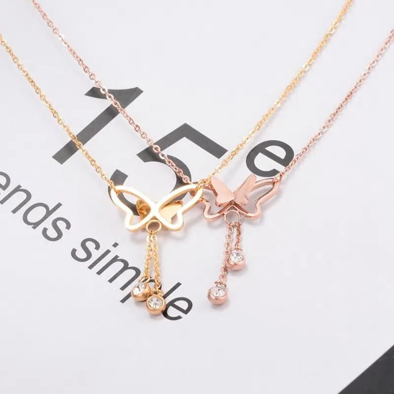 Butterfly Pendant Delicate Chain Necklace - 2 Colors