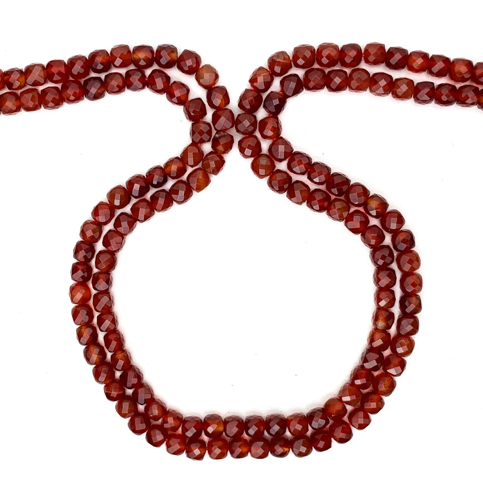 Carnelian 4.5mm Faceted Cubes Bead Strand