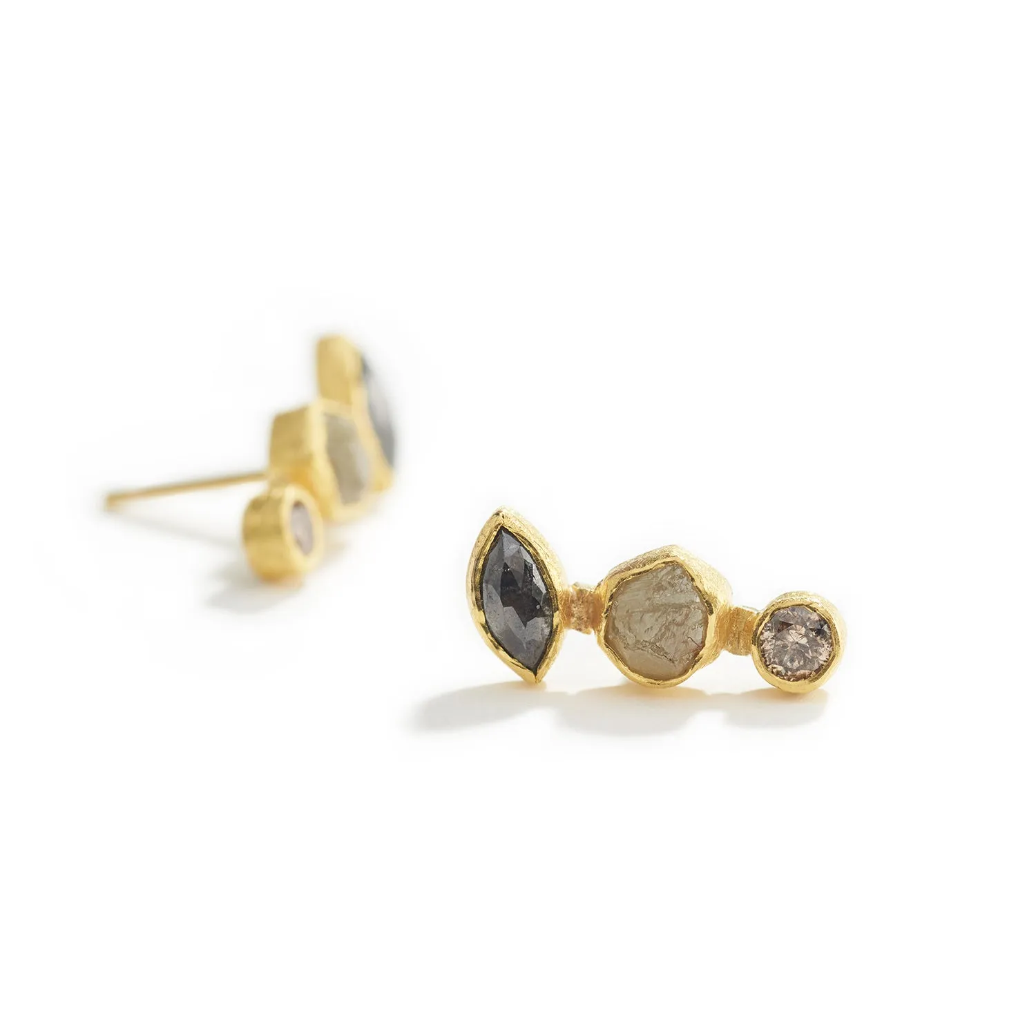 Champagne Diamond Ear Climber Studs