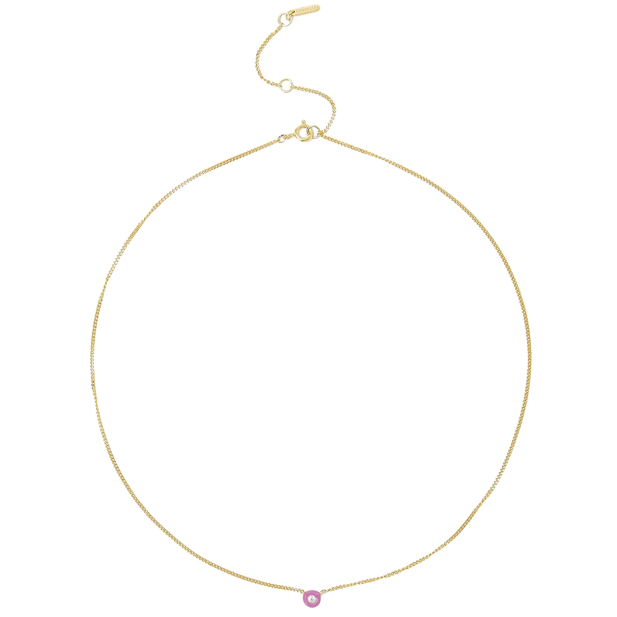 Chan Luu Bezel Set Diamond Pendant Necklace in Violet Enamel and Gold Vermeil