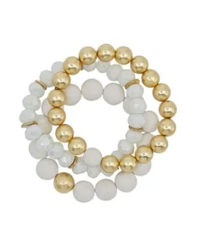 Clay, Crystal & Gold Stretch Bracelets