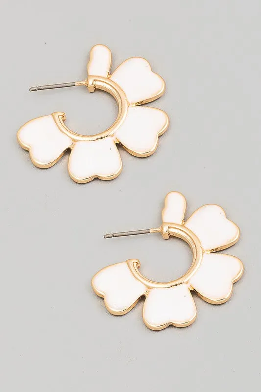 Colored Enamel Flower Hoop Earring