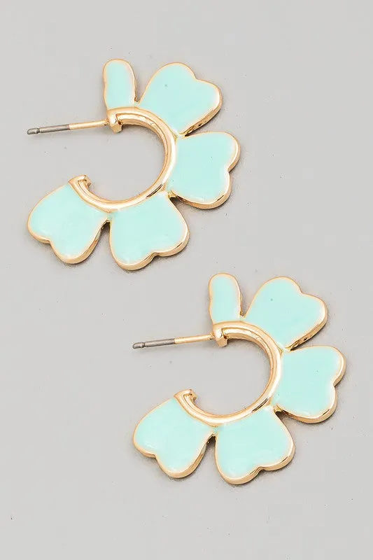 Colored Enamel Flower Hoop Earring