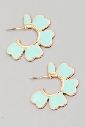 Colored Enamel Flower Hoop Earring