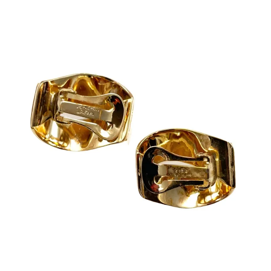 Crown Trifari Gold Vintage Clip On Earrings