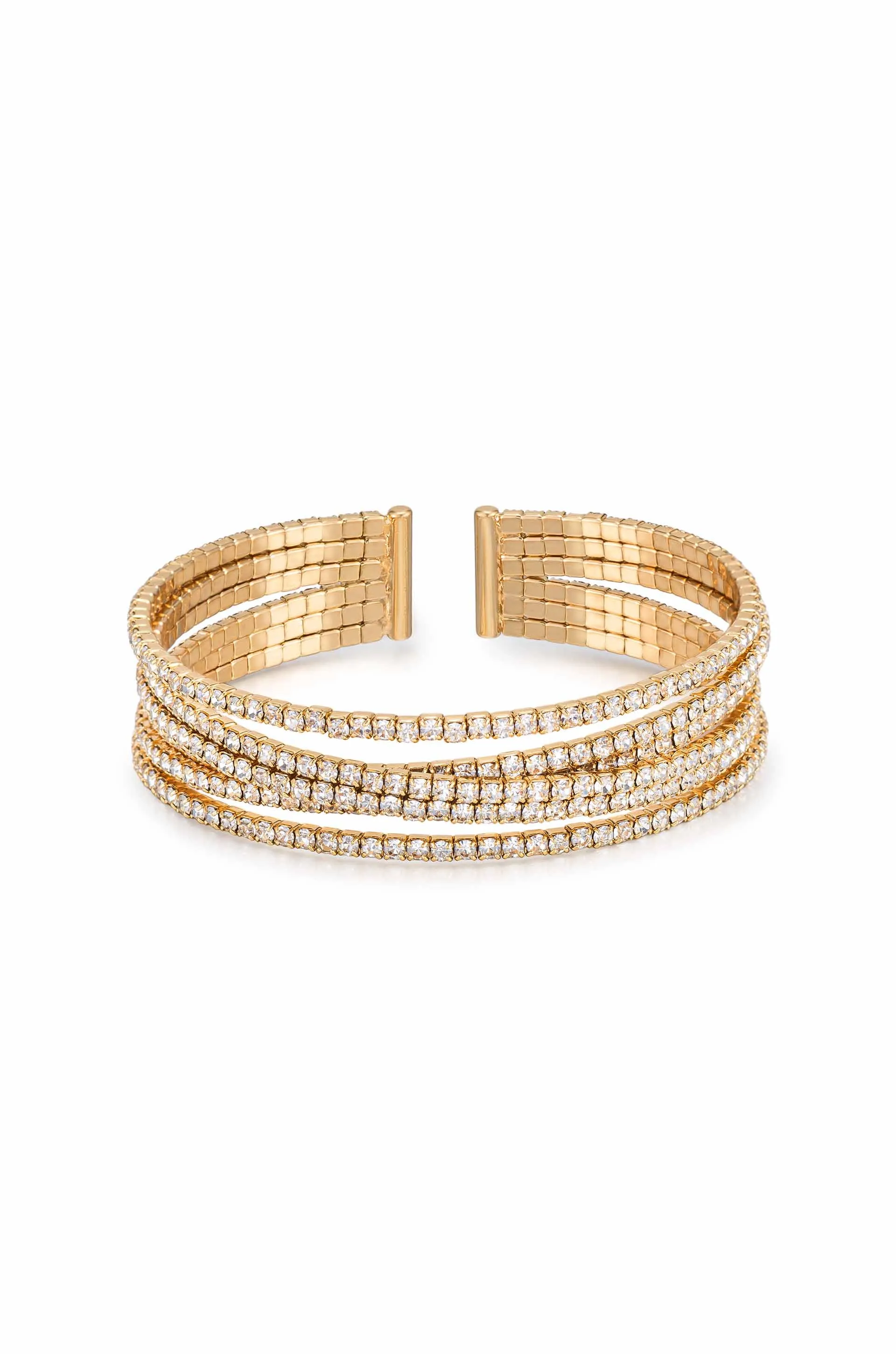 Crystal Strand 18k Gold Plated Cuff