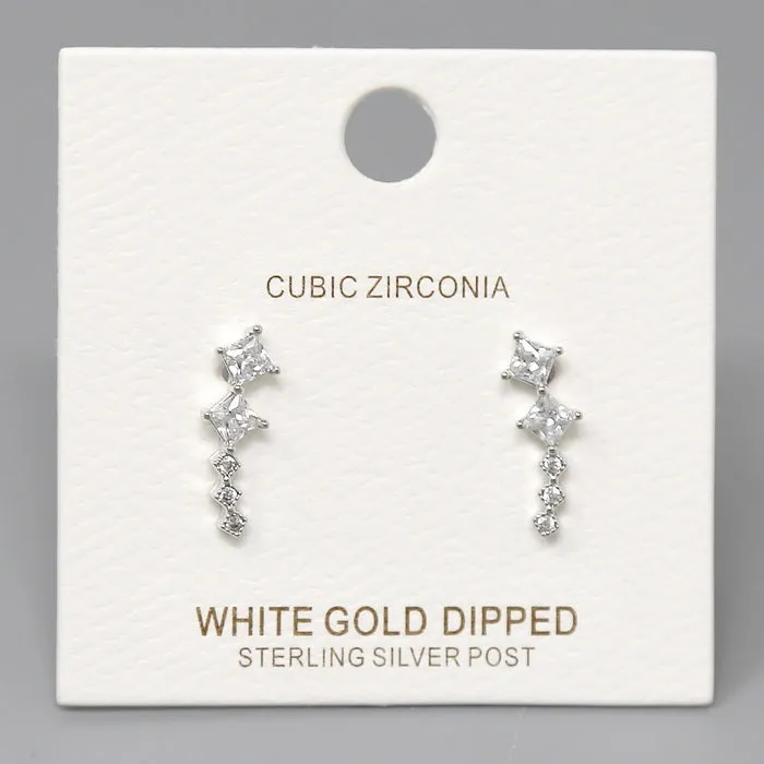 Cubic Zirconia Square Stone Ear Crawlers