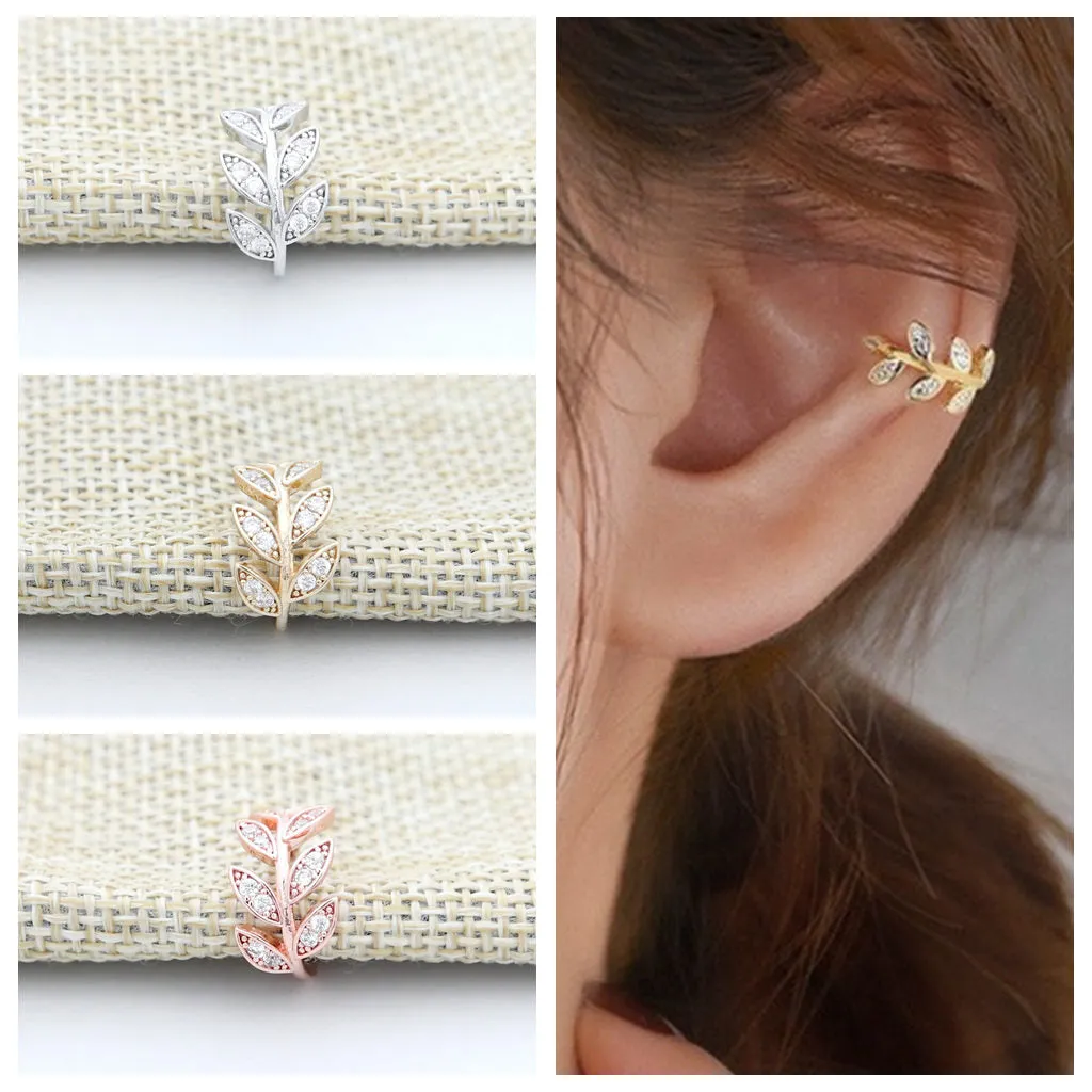 CZ Leaf Ear Cuff - Silver