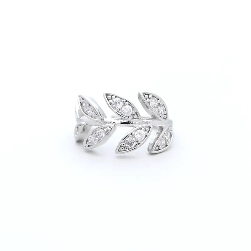 CZ Leaf Ear Cuff - Silver