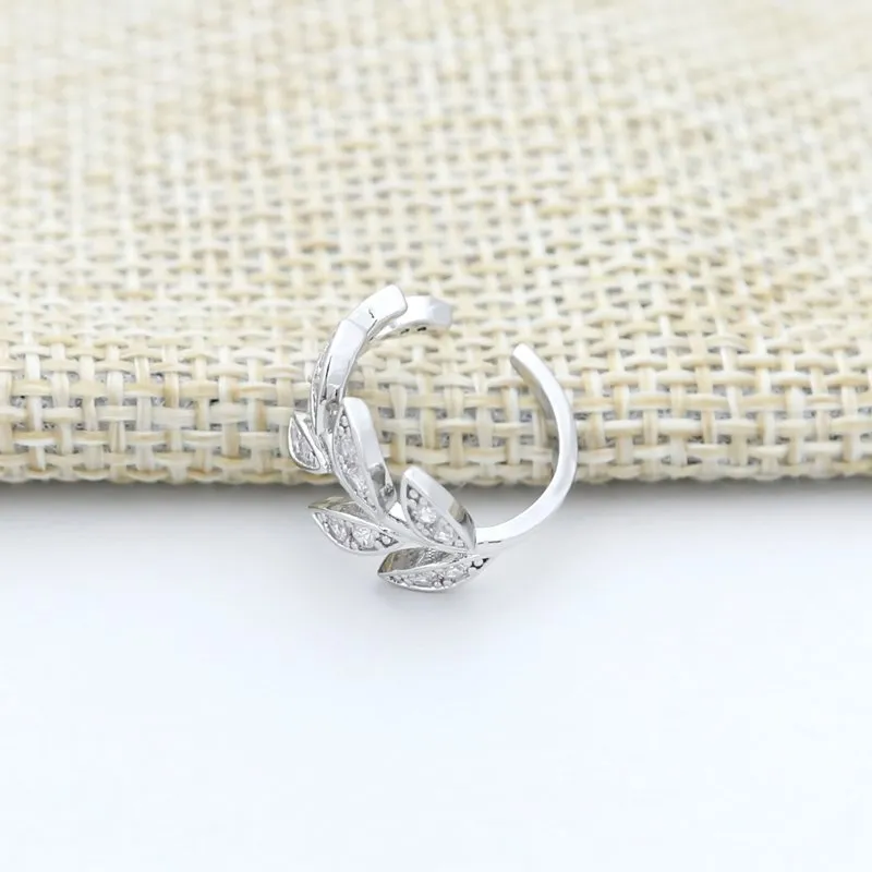 CZ Leaf Ear Cuff - Silver