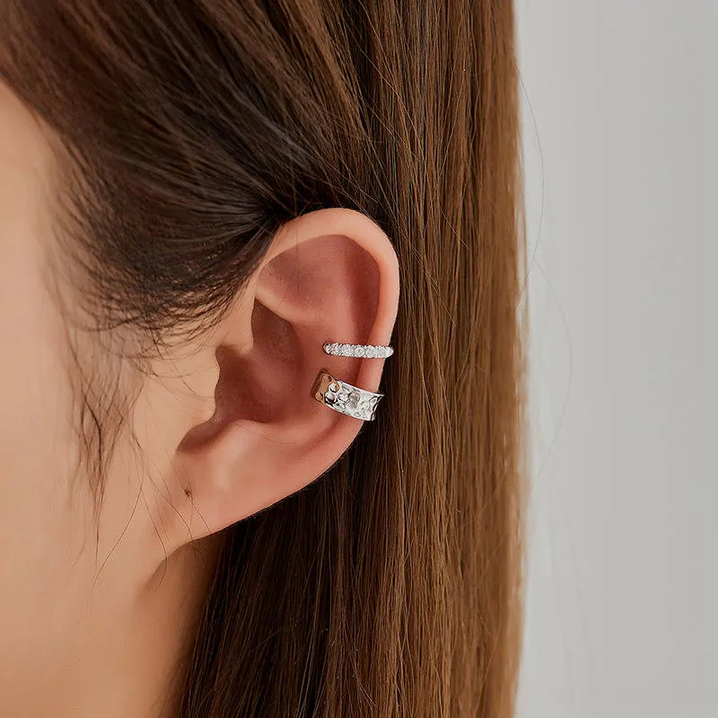 CZ Paved One Line Ear Cuff - Silver