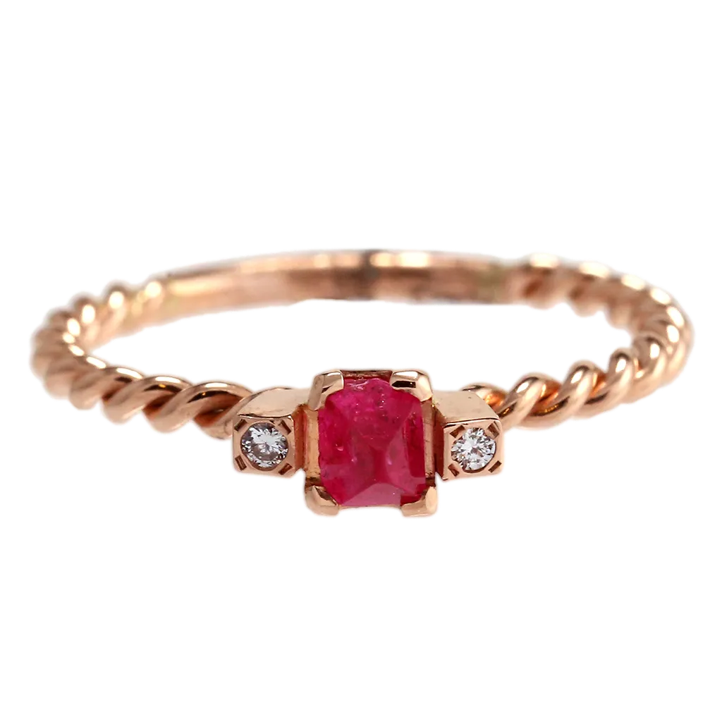 Dainty Red Spinel Crystal Twisted Ring