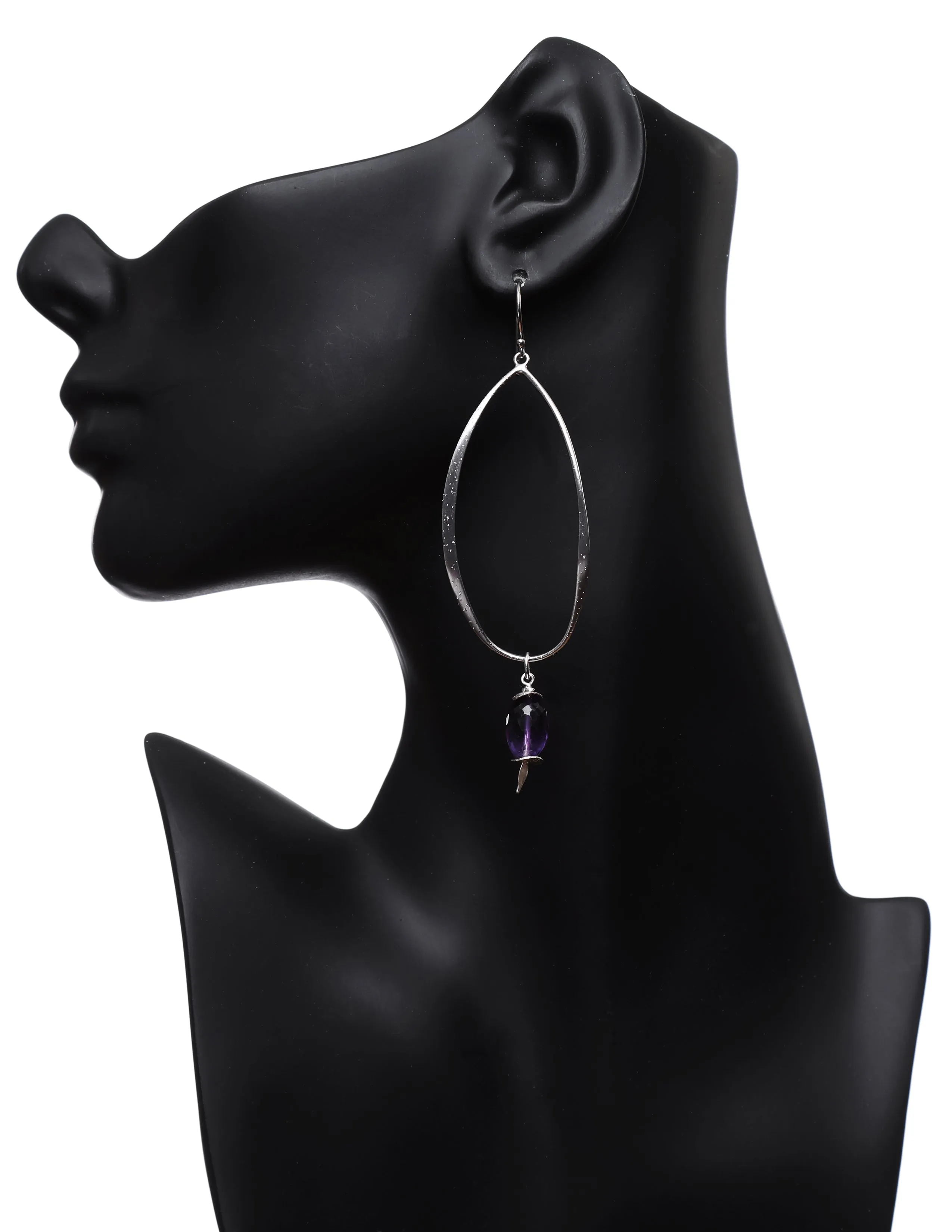 Dangle Ear Wires:  Amethyst and Silver