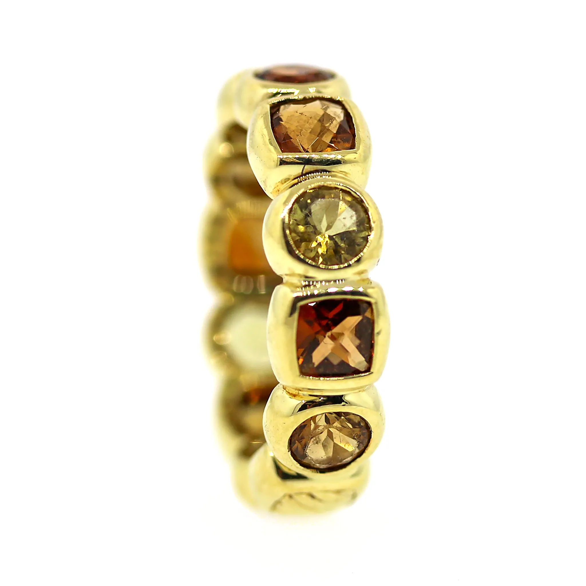 David Yurman Chiclet with Citrine and Peridot Ring in 18k Yellow Gold