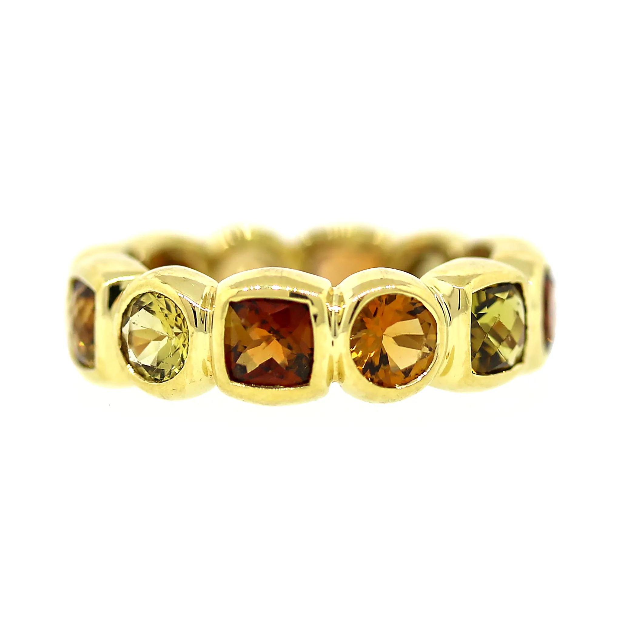 David Yurman Chiclet with Citrine and Peridot Ring in 18k Yellow Gold