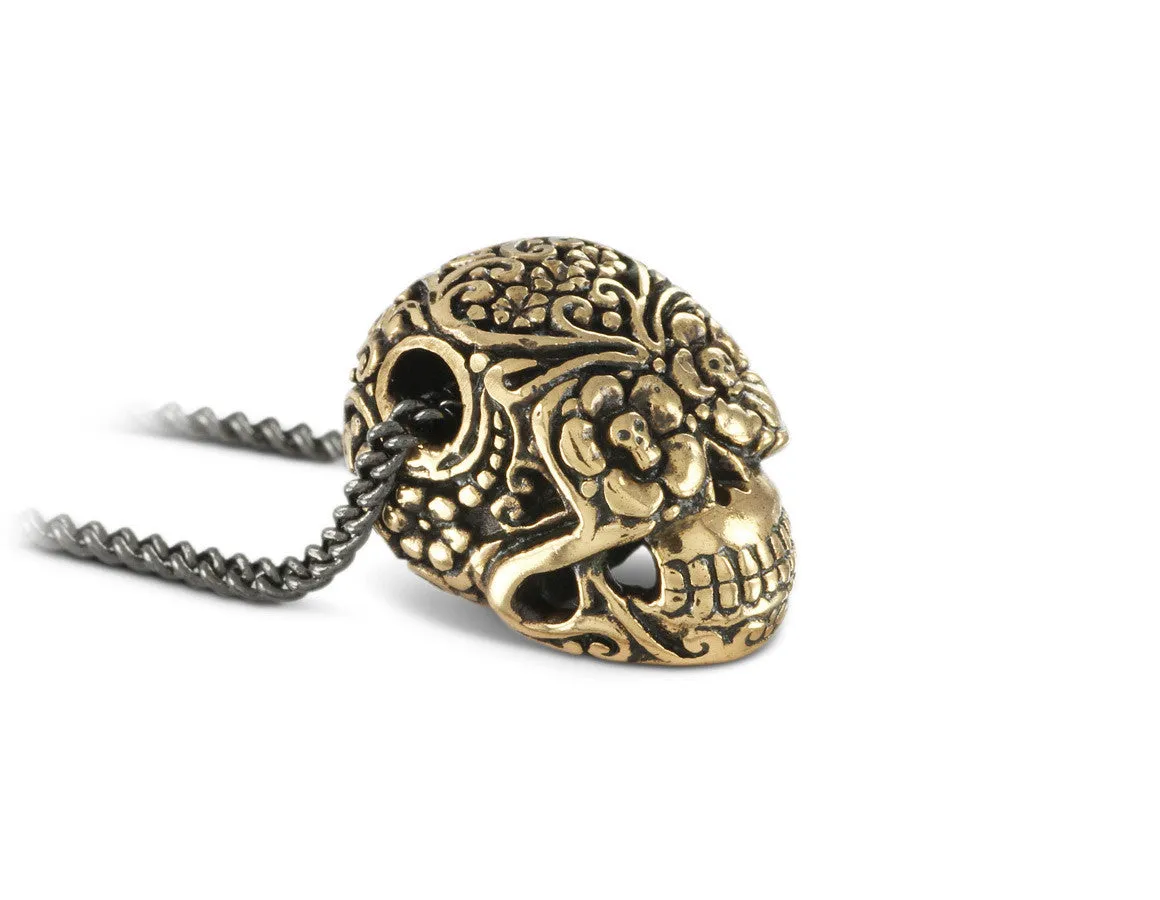 Day of the Dead Skull Necklace - Bronze