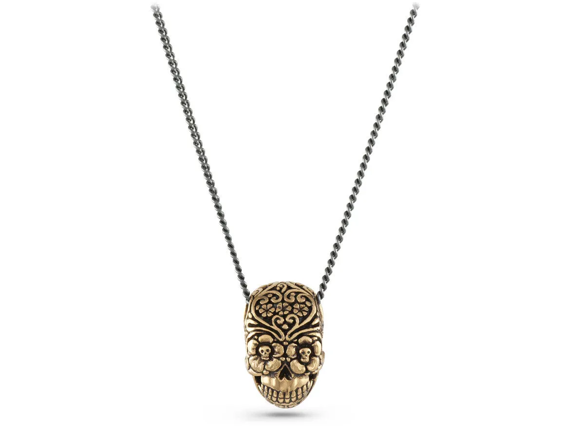 Day of the Dead Skull Necklace - Bronze