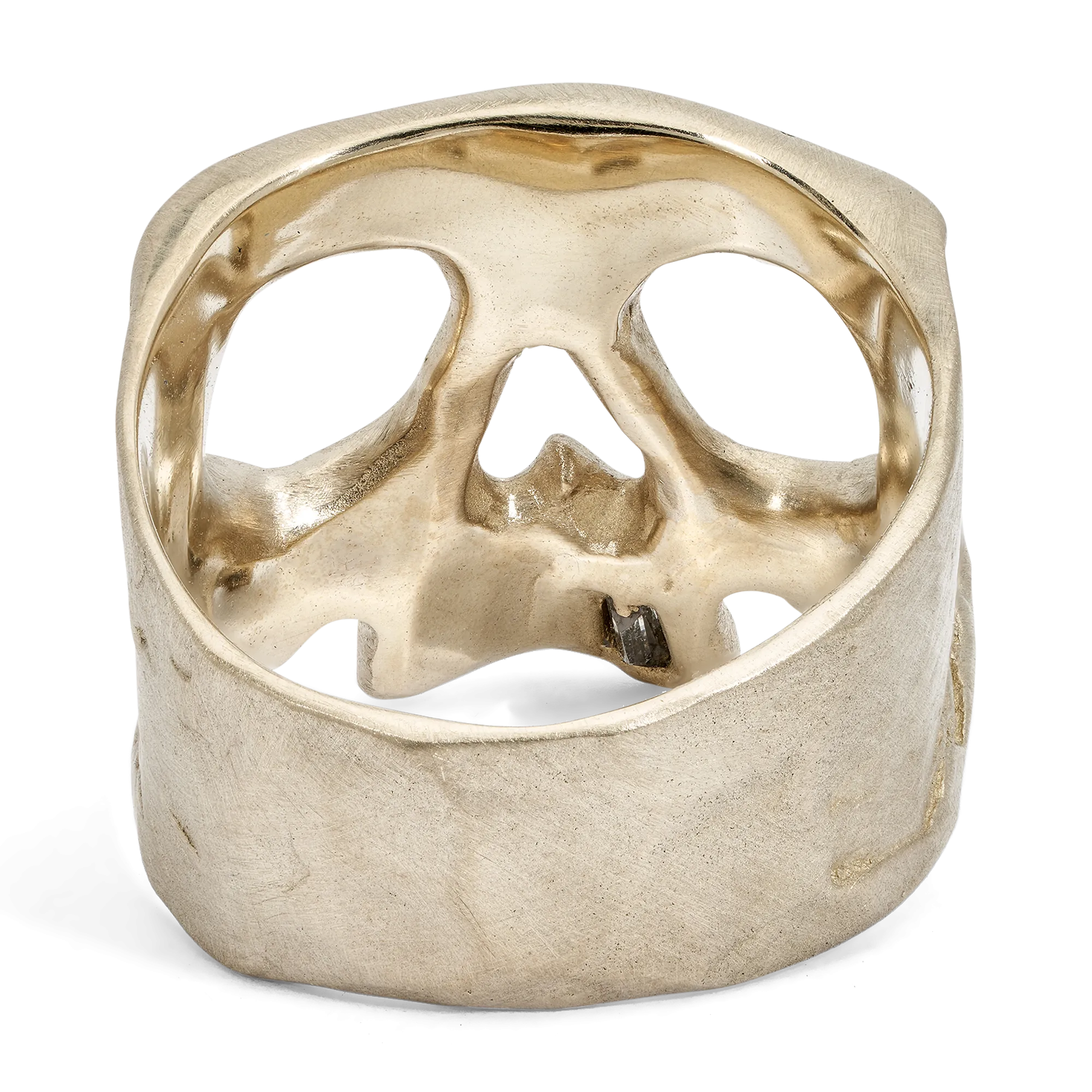 Diamond Snaggletooth Skull Ring in White - Made to Order